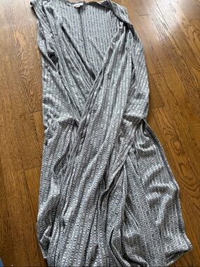 Lularoe Joy Heather Gray Ribbed Long Vest
